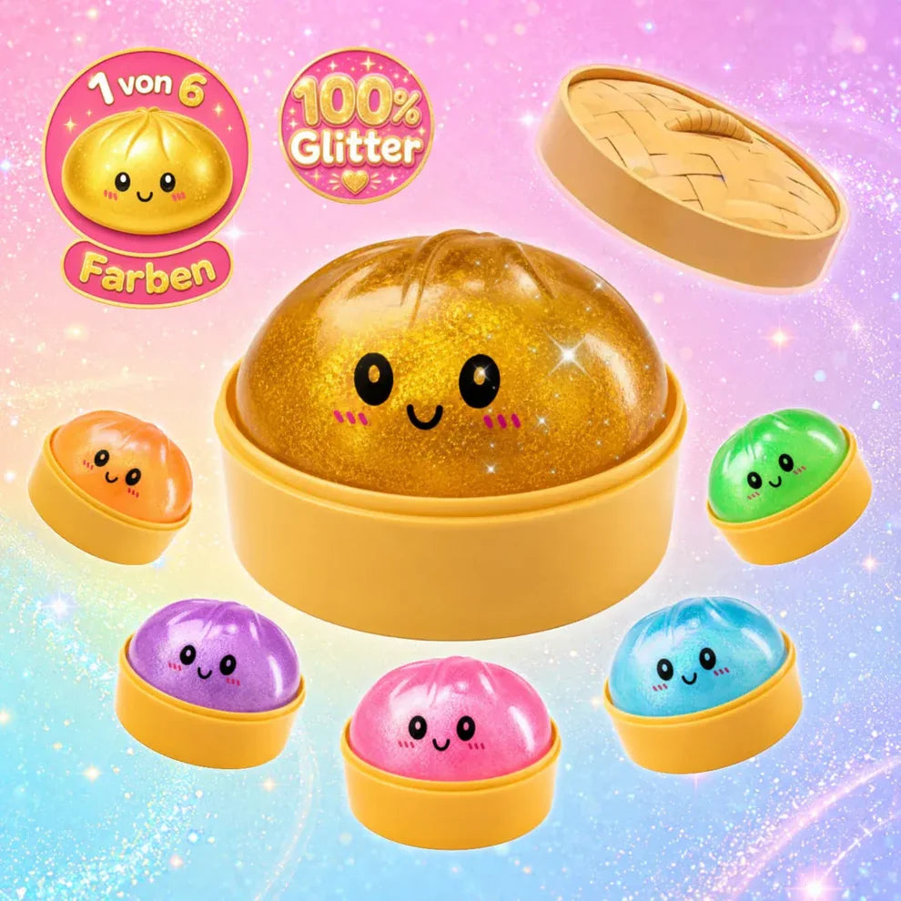 Squishy Squeeze Dumpling Buns - 100% Glitter Dumpling garantiert, Anti Stress Spielzeug 10cm